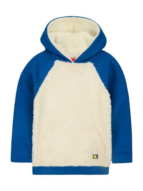 cherry crumble by nitt hyman kids blue & off white color block pattern hoodie