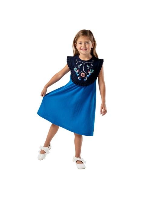 cherry crumble by nitt hyman kids blue embroidered dress