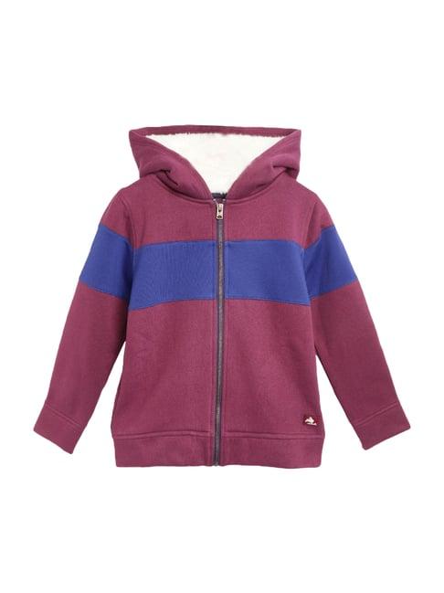 cherry crumble by nitt hyman kids burgundy color block pattern hoodie