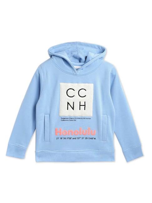 cherry crumble by nitt hyman kids sky blue applique hoodie