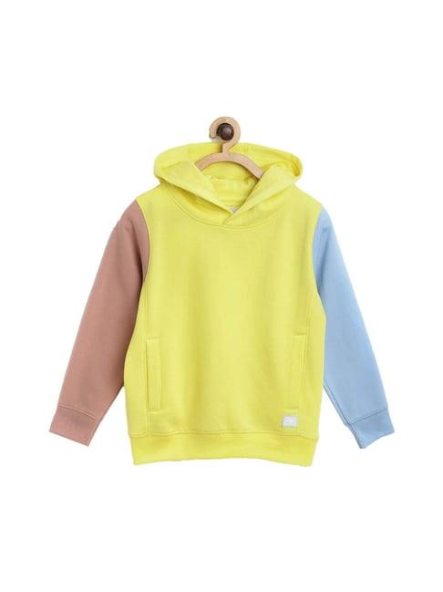 cherry crumble by nitt hyman kids yellow solid hoodie with face mask