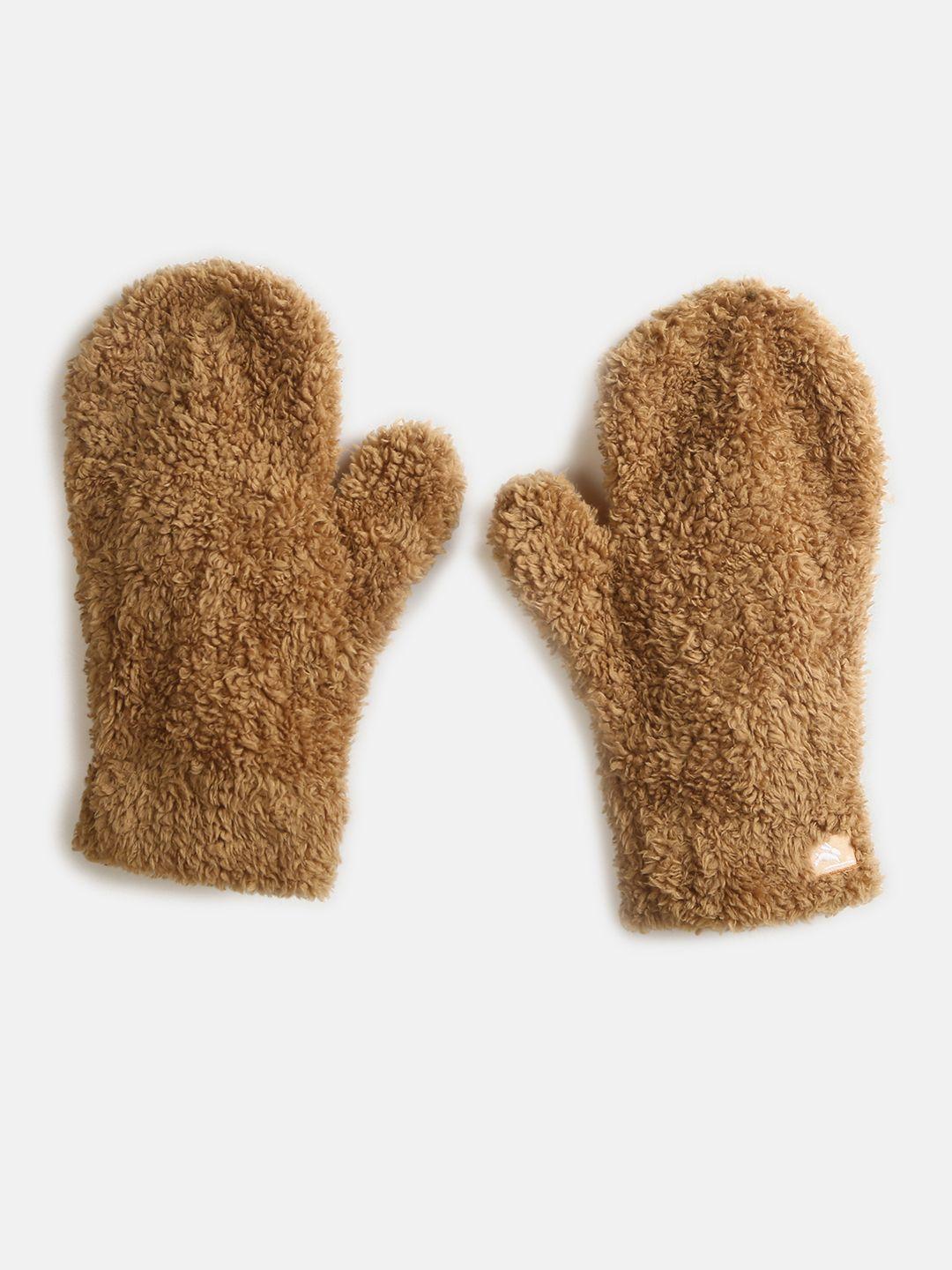 cherry crumble kids brown solid fur gloves