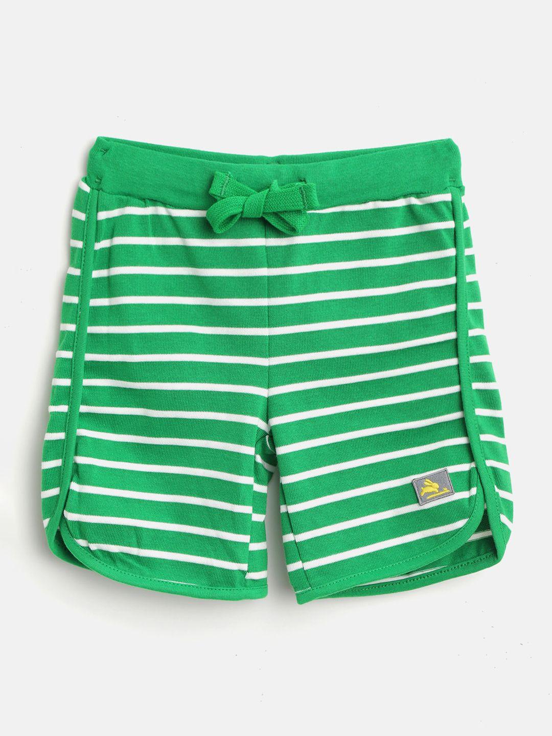 cherry crumble kids green striped regular fit shorts