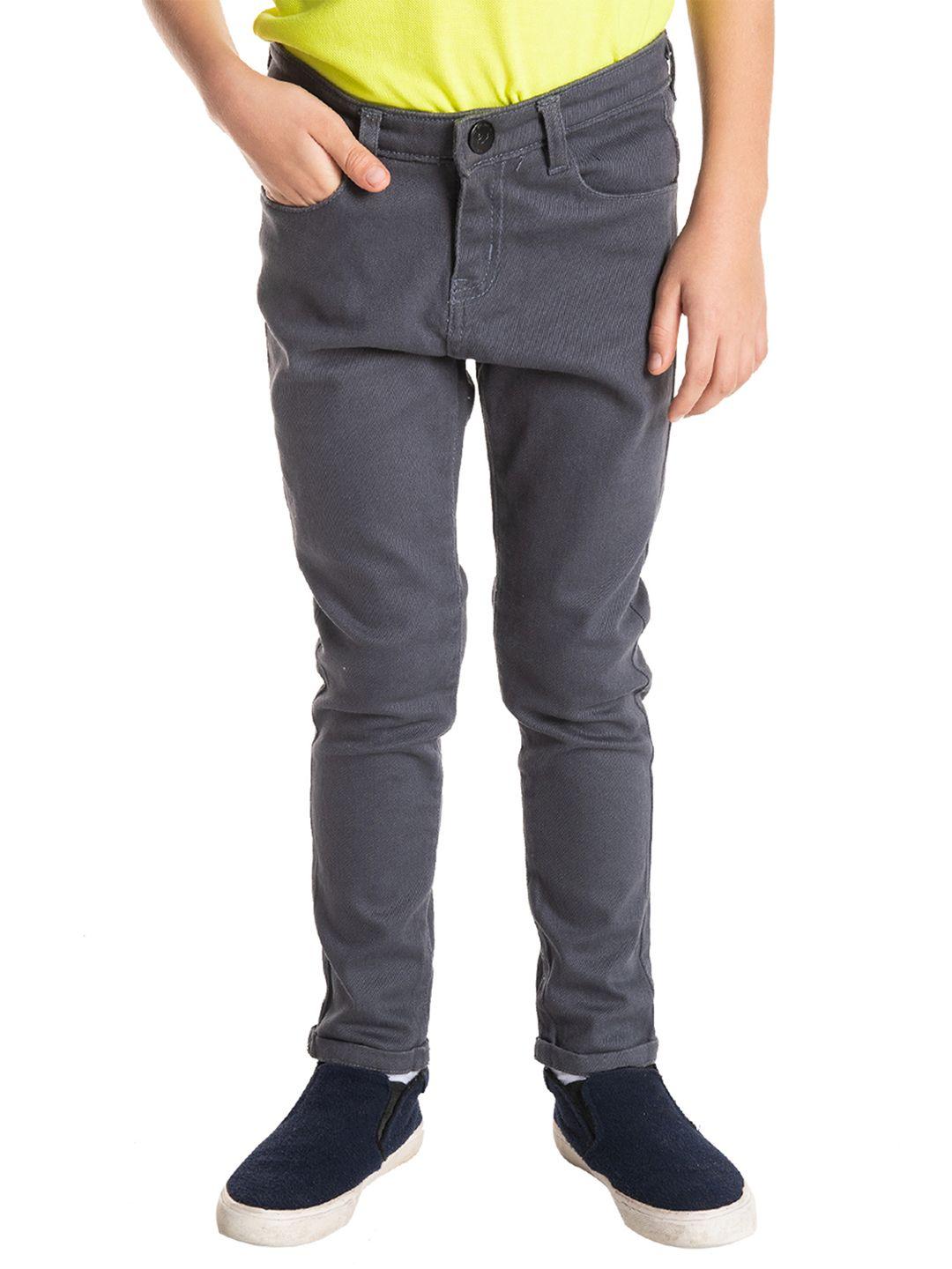 cherry crumble kids grey relaxed slim fit solid denim trousers