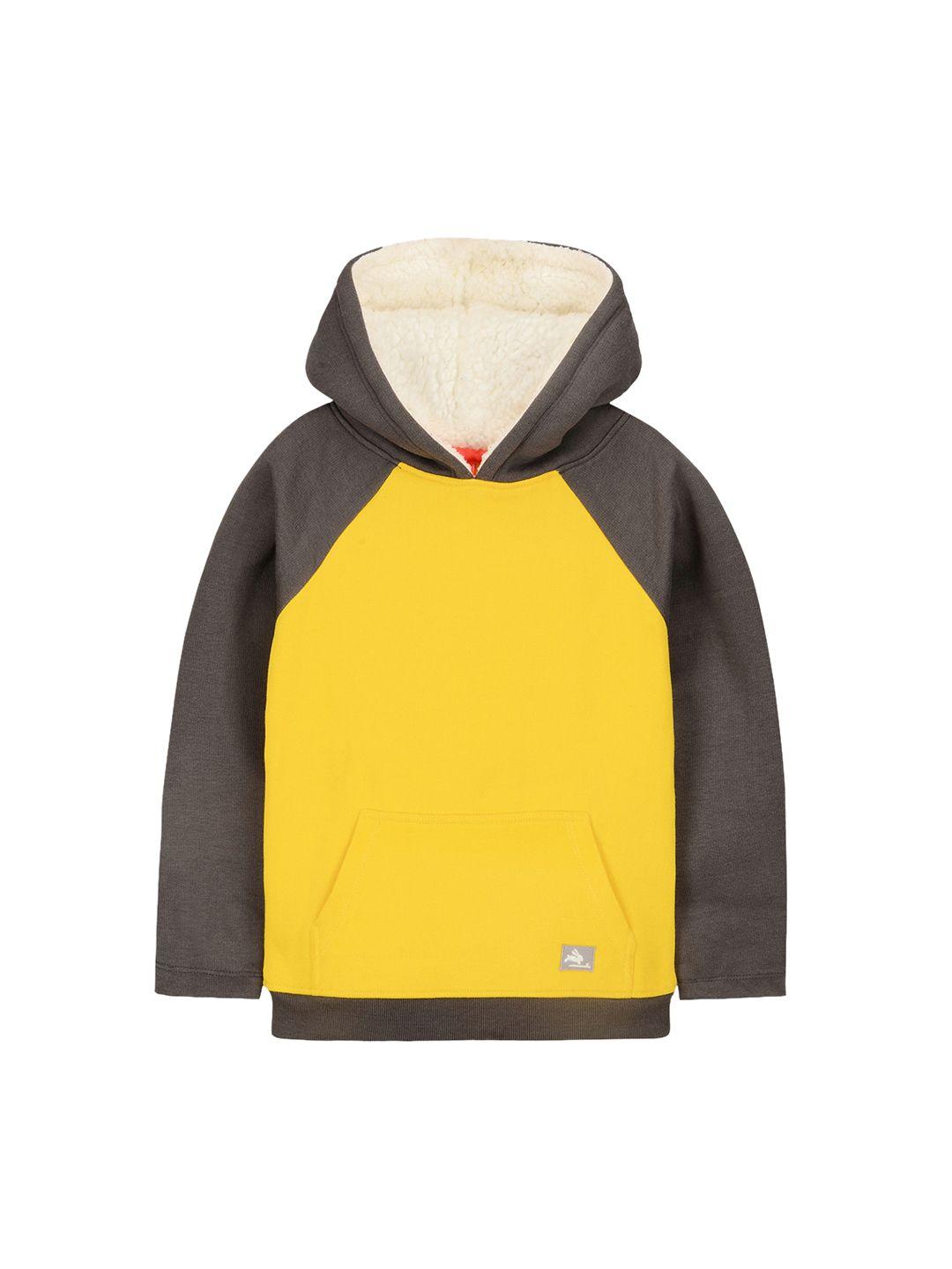 cherry crumble kids mustard solid hooded sweatshirt
