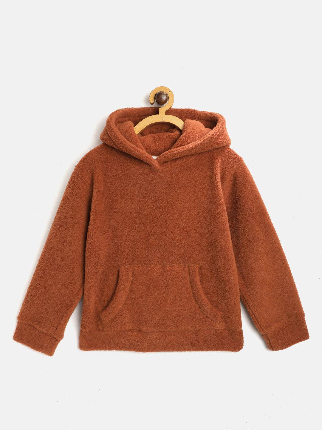 cherry crumble kids unisex brown solid hooded sweatshirt