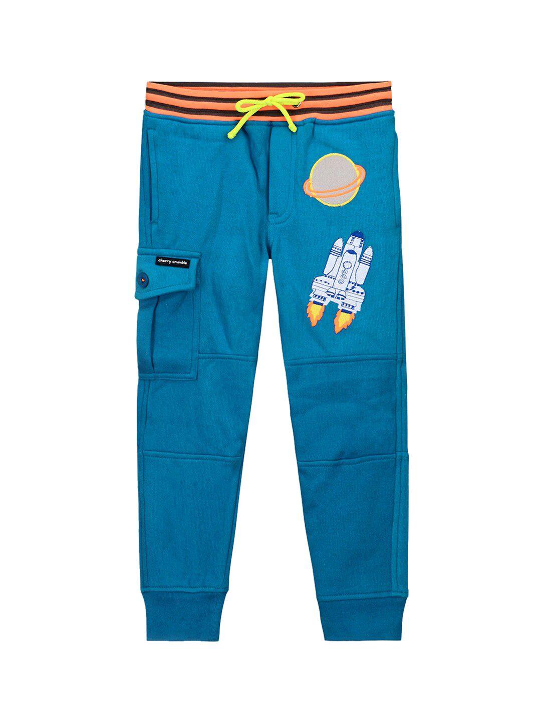 cherry crumble unisex kids blue regular fit solid joggers