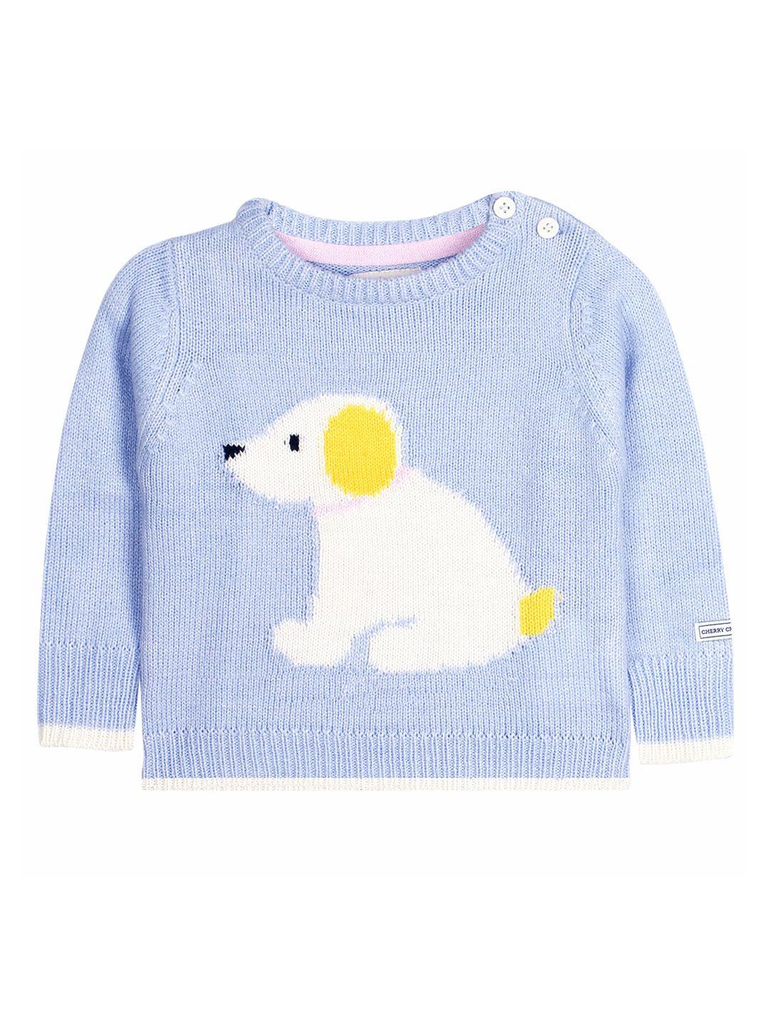 cherry crumble unisex kids blue self-design sweater