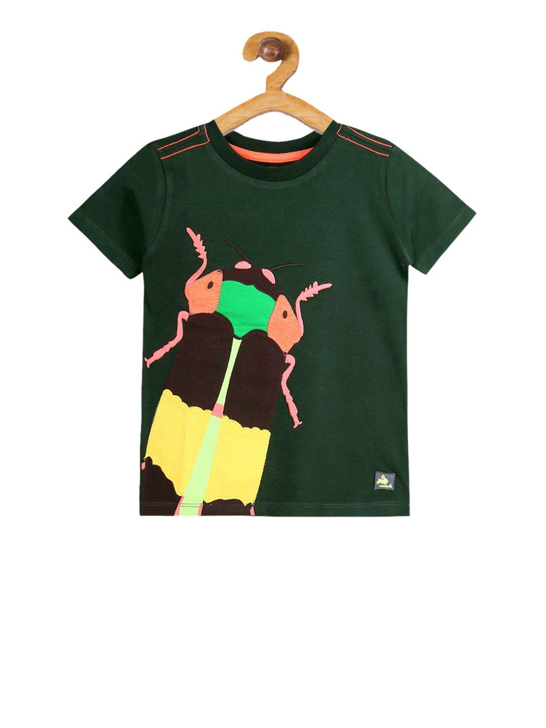 cherry crumble unisex kids green printed round neck t-shirt