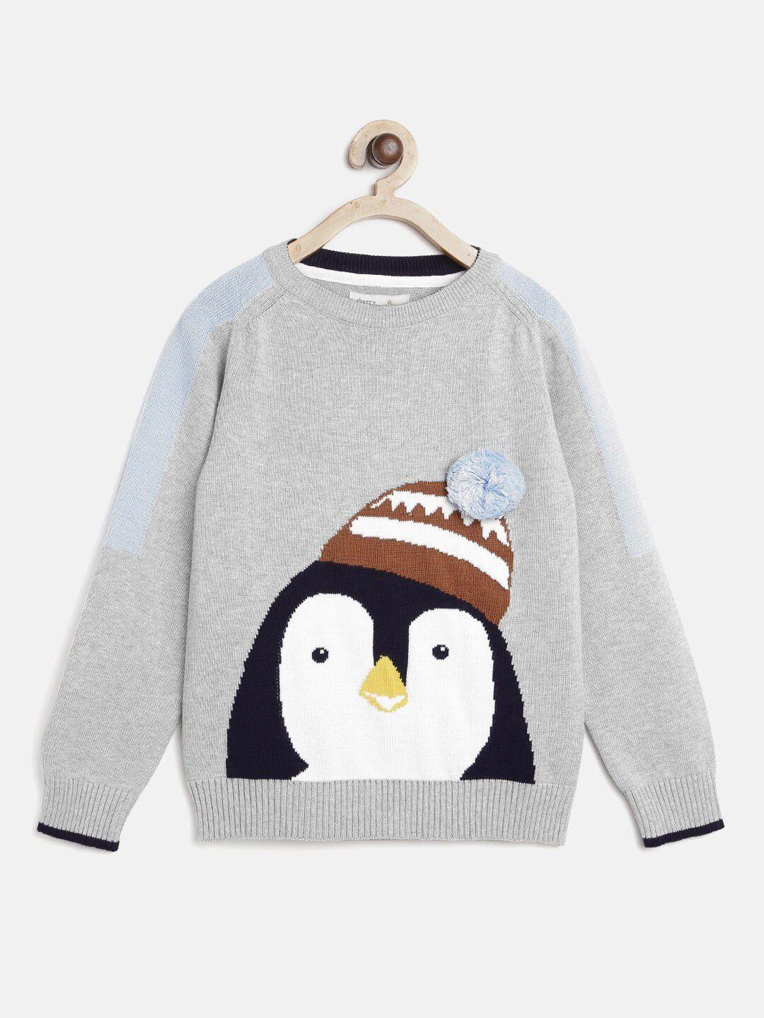 cherry crumble unisex kids grey & black embroidered pullover