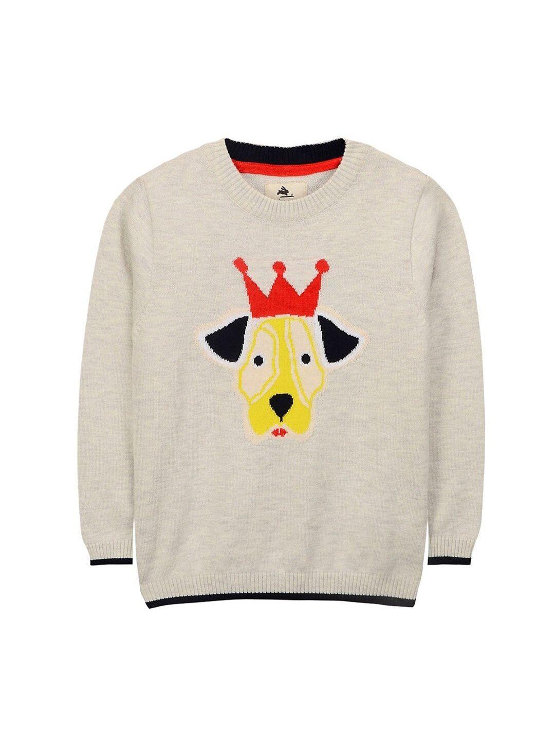 cherry crumble unisex kids grey printed pullover sweater