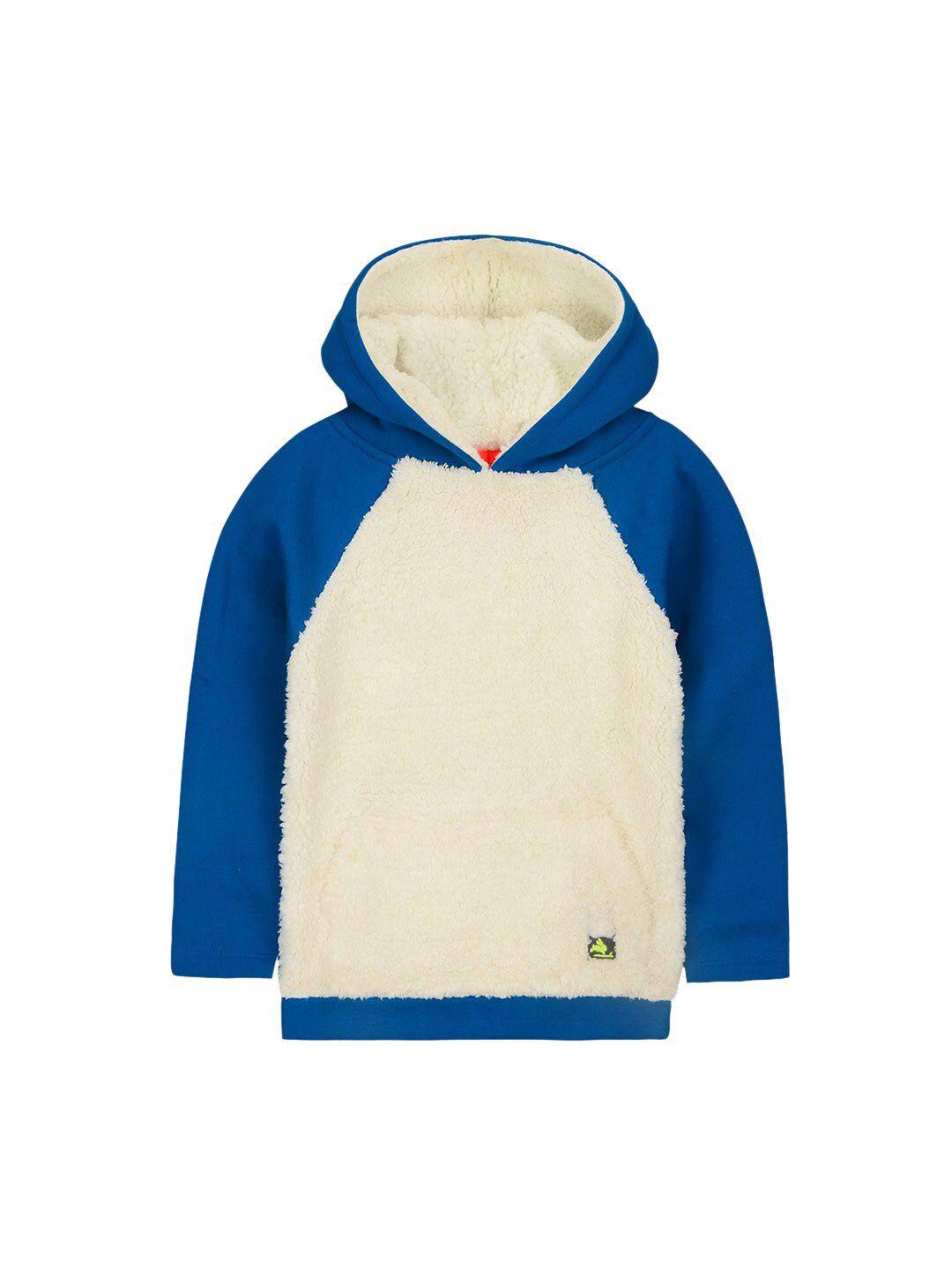 cherry crumble unisex kids navy blue colourblocked hooded sweatshirt