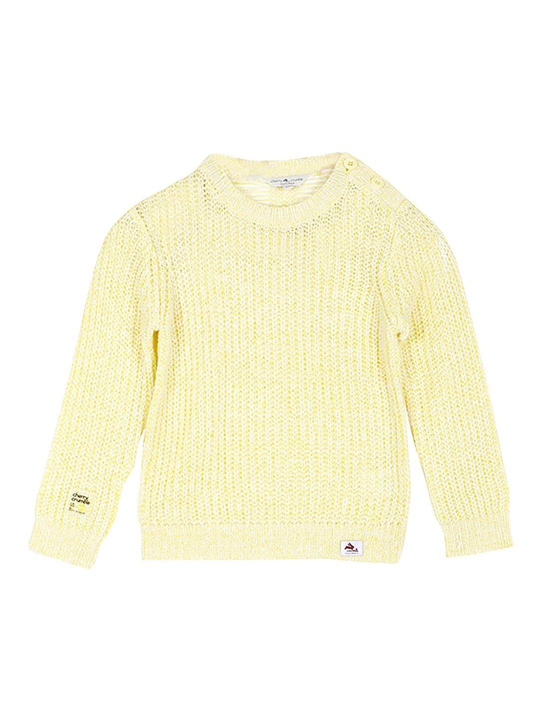 cherry crumble unisex kids yellow self design pullover sweater