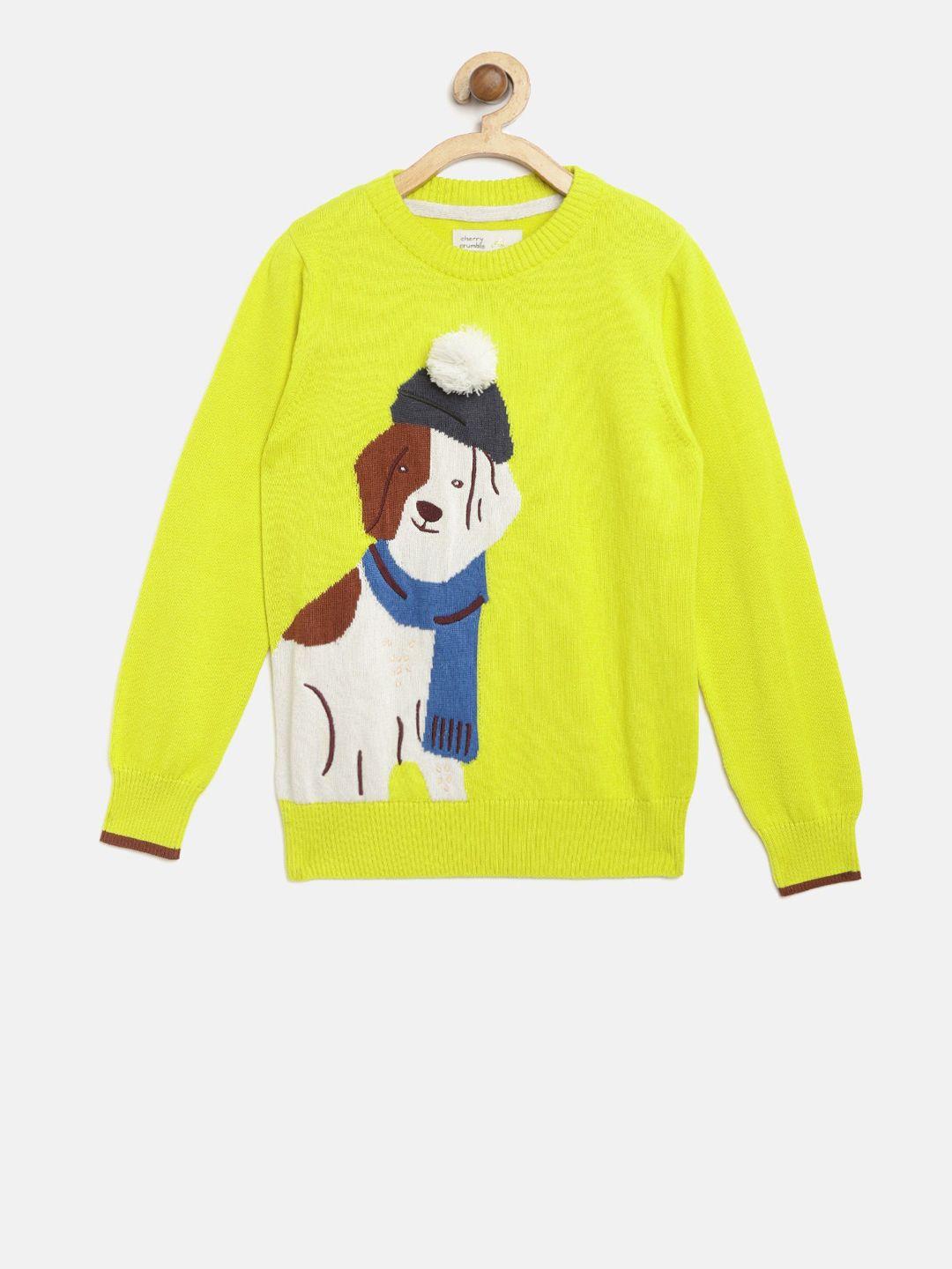 cherry crumble unisex kids yellow solid pullover sweater
