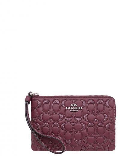 cherry glitter signature corner zip wristlet