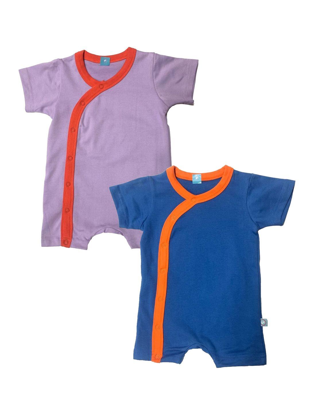cherrytoes infant kids pack of 2 solid pure combed cotton sustainable rompers