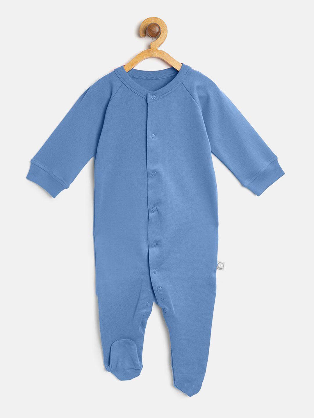 cherrytoes kids blue organic cotton solid rompers