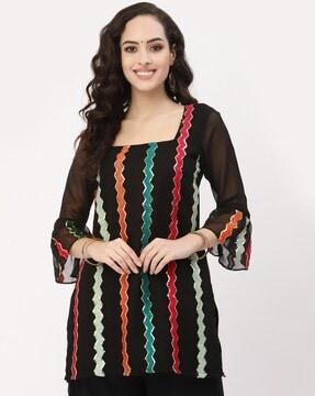 chervon print straight kurti