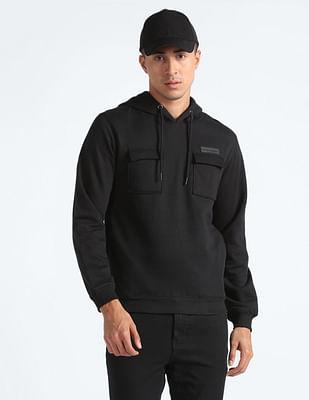 chest pocket hooded sweatshirt