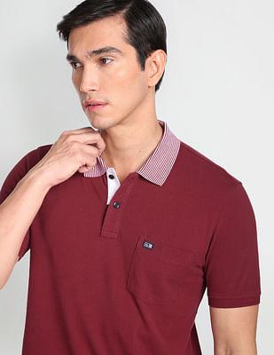 chest pocket solid polo shirt