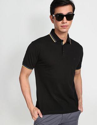 chest pocket solid polo shirt