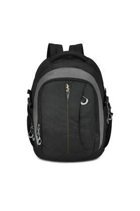 chester plus zip closure polyester laptop backpack - black