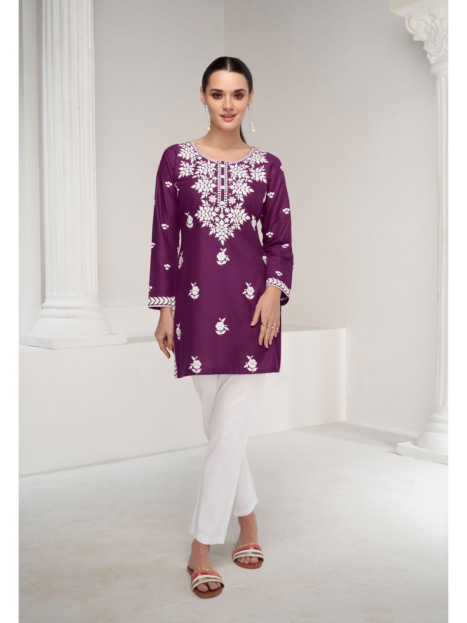 chetna purple embroidery kurta