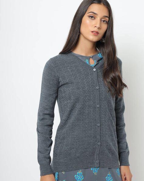 chevron knit slim fit v-neck cardigan