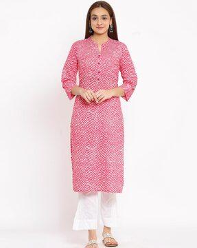 chevron  printed straight fit kurta