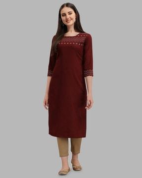 chevron embroidered a-line kurta