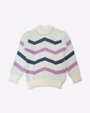 chevron-knit high-neck sweater dress