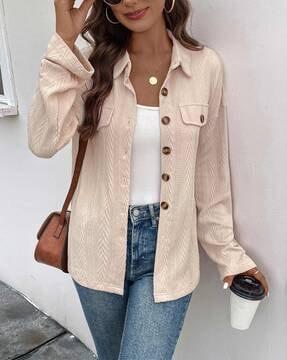 chevron-knit relaxed fit shirt