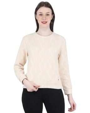 chevron pattern crew-neck sweatshirt