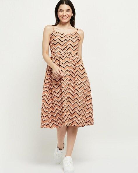 chevron pattern fit & flare dress