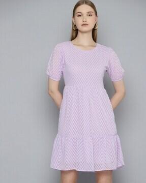 chevron pattern fit & flare dress