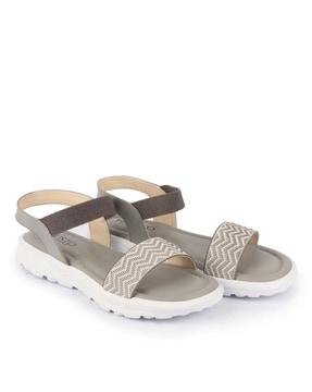 chevron pattern flat sandals with slingback strap