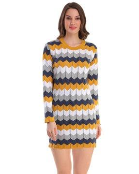 chevron pattern sweater dress