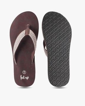 chevron-pattern thong-strap flip-flops