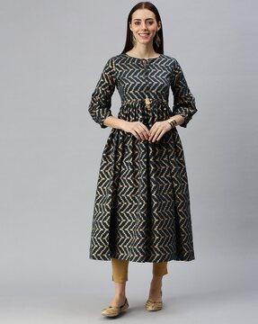 chevron print  a-line kurta