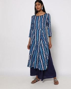 chevron print a-line kurta & palazzos set