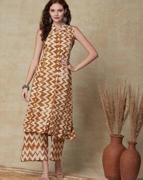 chevron print a-line kurta with pants