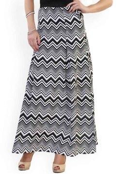 chevron print a-line skirt