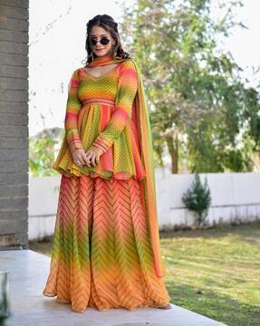 chevron print anarkali kurta set