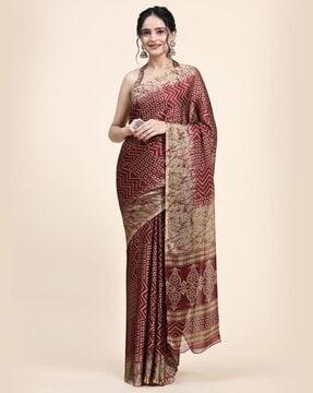 chevron print chiffon saree