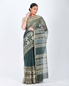 chevron print cotton saree