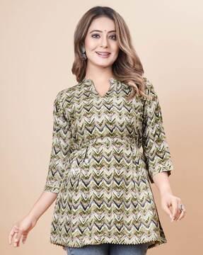 chevron print flared tunic