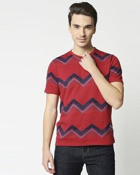 chevron print henley t-shirt