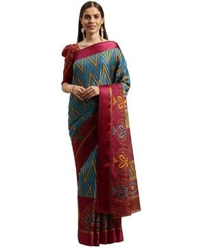 chevron print kota silk saree