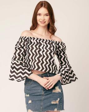 chevron print off-shoulder top