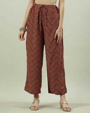 chevron print palazzos with elasticated waist